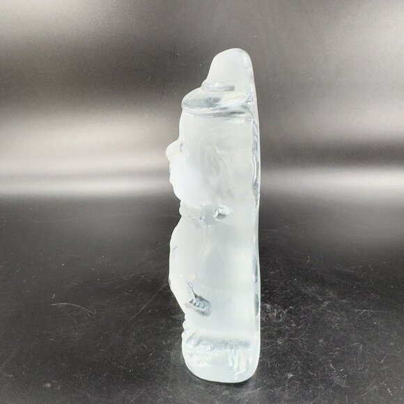 Vintage Viking Glass Clown Figurine Paperweight Frosted Clear Heavy Crystal Vtg - Picture 8 of 13